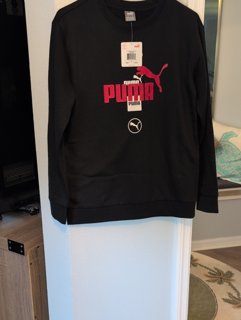 Puma Black Crewneck with Pink Logo